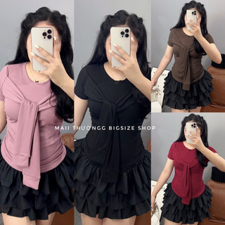 Áo Thun Fit Body Dúm Sườn Buộc Vạt Tăm Li (Có Minisize và Bigsize) AT82