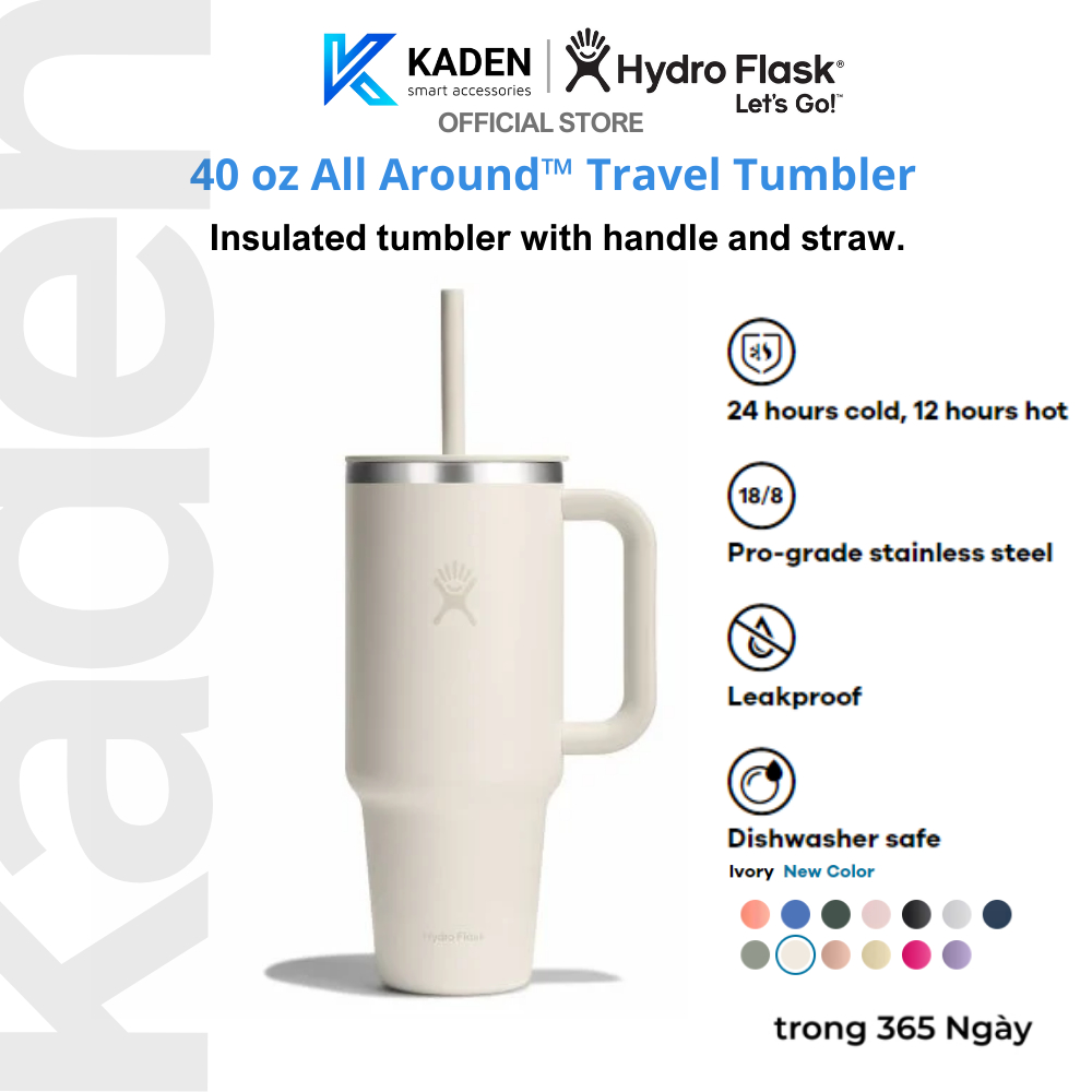 Bình Giữ Nhiệt Hydro Flask 40oz (1182ml) All Around Travel Tumbler Có Kèm Ống Hút Season 2024 - TT40