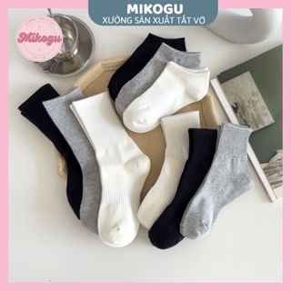 Tất Nam Nữ MIKOGU - Tất vớ cổ cao, cổ thấp chất cotton cao cấp thiết kế sọc đôi chống hôi chân Mẫu T110