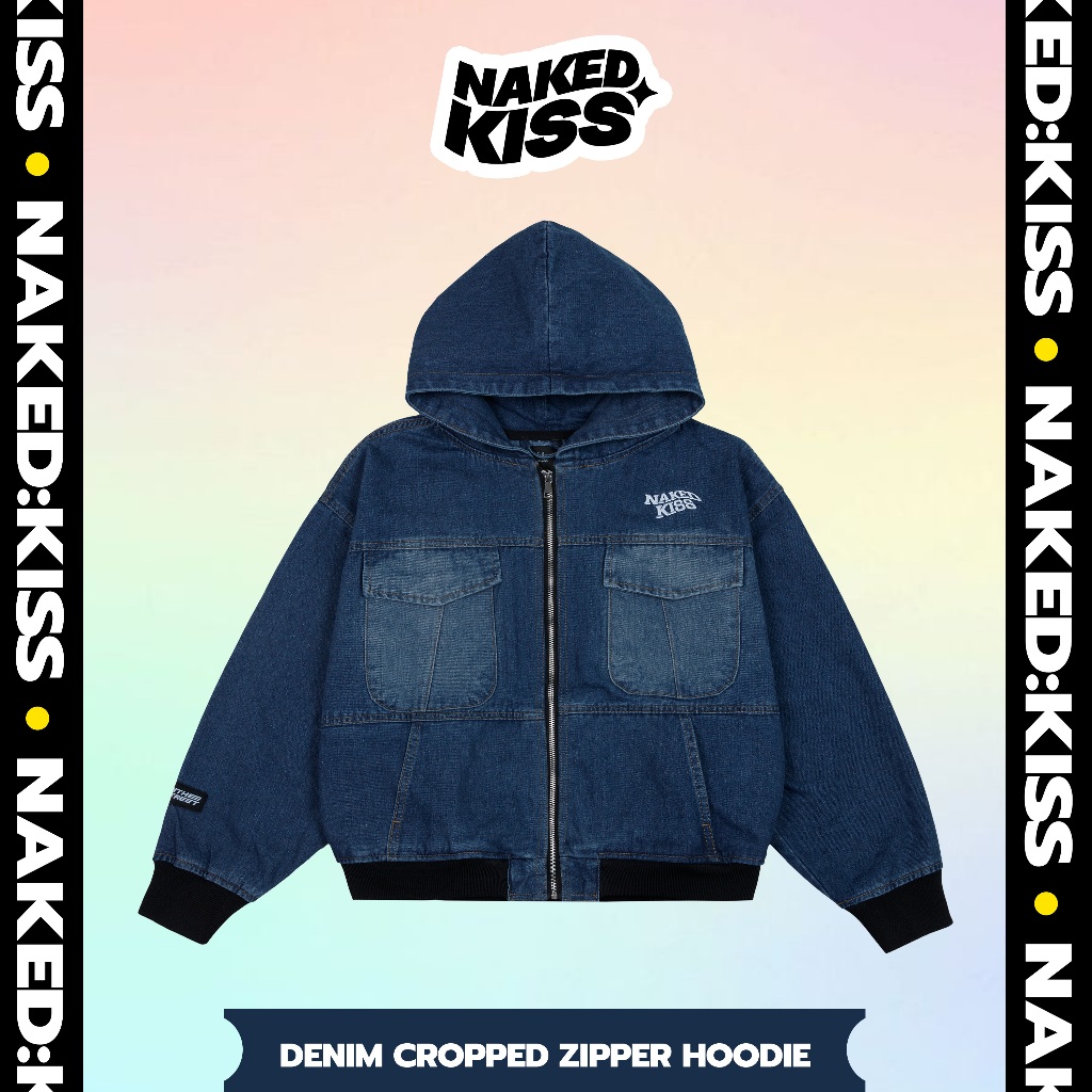 Áo khoác Denim Naked Kiss  - Denim Cropped Zipper Hoodie