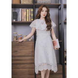 Pi | váy ren bèo cổ màu trắng, xanh, cam