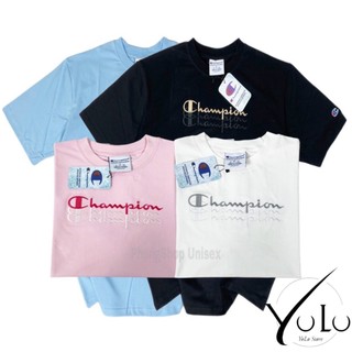 Áo thun Cham.p.i.on thêu 3 line logo tay lỡ Unisex Yolo store