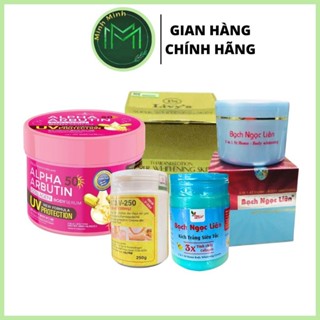 Combo 5 Món Tự Trộn Dưỡng Kích Trắng Da Toàn Thân Bạch Ngọc Liên, Kem Bạch Ngọc Liên, Kích Trắng 3c3 Vàng, Body Livy, Bo