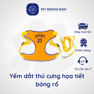Dây dắt thú cưng dạng yếm họa tiết bóng rổ năng động, dễ thương Pet Service.