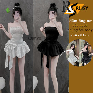 Đầm cúp ngực kiểu ống nhúng ôm body đính nơ form bí phồng xoè có quần trong , váy phồng bí cúp ngực đi tiệc đi biển rusy