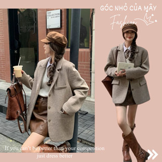 (Góc nhỏ của Mây - ORDER) D24 Áo khoác dạ dáng blazer LingLai Studio form suông rộng Hàn Quốc GNCM