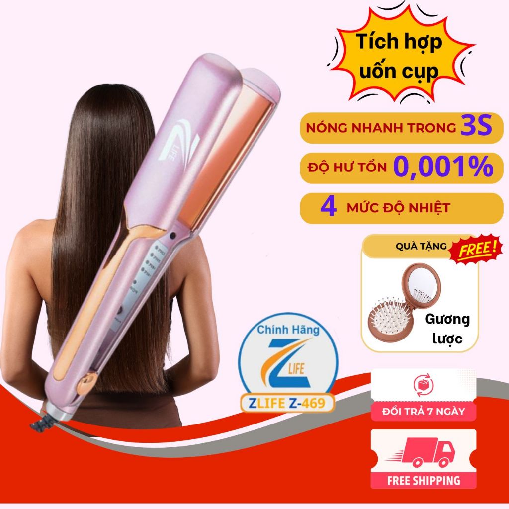 Máy ép duỗi tóc, uốn tóc xoăn, thanh gốm là tóc thẳng nhanh, không gây hư tổn, tạo kiểu dễ dàng 4 mức nhiệt thay đổi