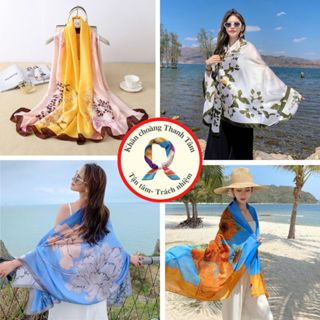 Khăn choàng lụa dài- Khăn lụa satin nữ thời trang dáng dài 90x180 quàng cổ làm áo