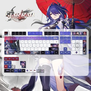 Keycap Honkai: Star Rail Acheron thick PBT xuyên led in dyesub 5 mặt 133 phím anime layout keycaps Genshin Impact