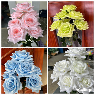 Cụm hồng xoăn 9b trang trí tiệc cưới khách sạn siêu đẹp hoa giả trang trí