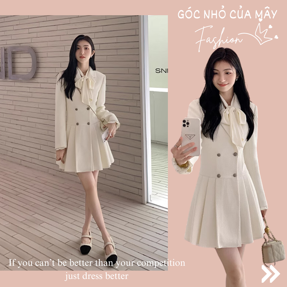 (HÀNG ORDER) MV05 Váy dạ xòe chính hãng Mulvan xếp ly cổ vest phong cách Hàn Quốc cao cấp GNCM
