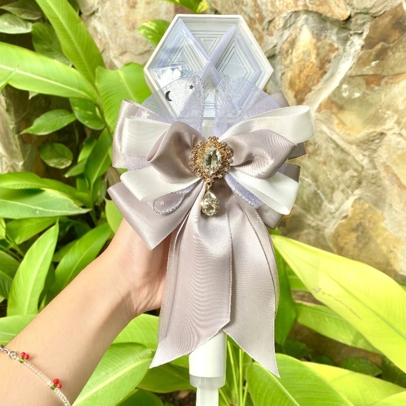 Nơ lightstick tone xám cho lightstick EXO/BTS/Blackpink/NCT/Senventeen/IVE/Treassure/Shinee/STRAY KI