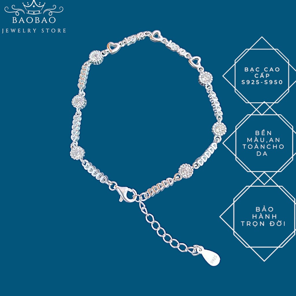 LẮC TAY BẠC CAO CẤP ĐÍNH CHUỖI ĐÁ Z87