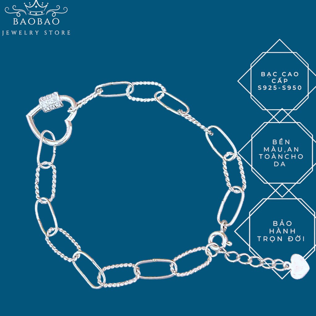 LẮC TAY TRÁI TIM BẠC C08