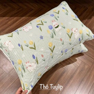 Áo gối nằm, vỏ gối đầu cotton đũi trần bông họa tiết đẹp kích thước 45x65 (cm)