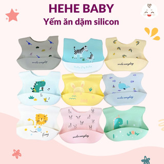 Yếm Ăn Dặm Silicon Cho Bé Có Máng Siêu Nhẹ Chống Thấm Nước Dễ Vệ Sinh An Toàn Cho Bé
