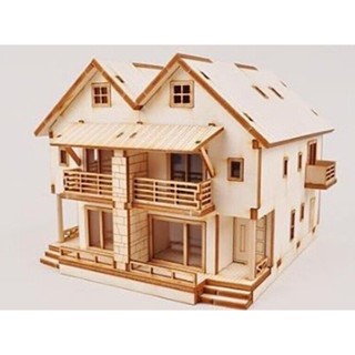 Nhà Gỗ 2 Tầng Kích Thước Lớn Đầy Đủ Chi Tiết, Đồ Chơi Lắp Ráp Mô Hình 3D Bằng Gỗ