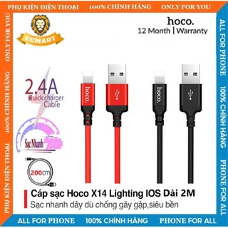 [Dài 2M] Cáp Hoco X14 ✓Sạc ĐT/tablet ✓Chất Lượng Cao ✓Bảo Hành 3 Tháng