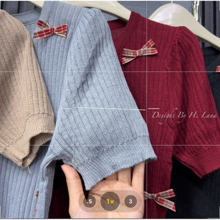 ÁO LEN CỘC TAY ĐÍNH FULL NƠ CÀI CÚC