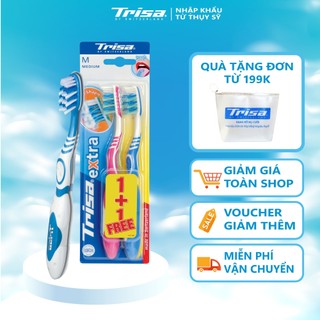 Vĩ Đôi Bàn Chải Đánh Răng Trisa Extra Pro Clean Cước Lông Được Đang Chéo Nhau Hình Chữ X Tạo Nên Sự Đặc Biệt Riêng