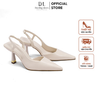 Giày cao gót mũi nhọn Slingback nữ đế vuông 8cm, guốc nữ phong cách công sở SLB29 - DAZZLING SHOES