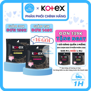 CHE TÊN - SỈ Thùng 16 Gói Băng Quần Kotex - Gói 2 Miếng BVS Kotex Ban Đêm Dạng Quần Size M-L / L-XL