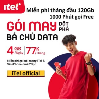 Sim itel vinaphone 4g 120g mỗi tháng, sim vinaphone, gọi vinaphone miễn phí