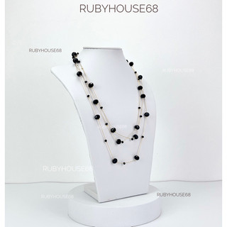 Cổ da PU đen treo dây chuyền trang trí shop Rubyhouse68
