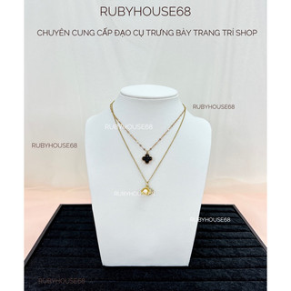 Cổ da PU đen treo dây chuyền trang trí shop Rubyhouse68