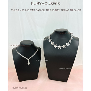 Cổ da PU đen treo dây chuyền