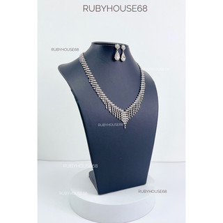 Cổ da PU đen treo dây chuyền trang trí shop Rubyhouse68