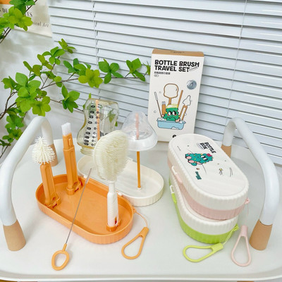 Hộp cọ rửa bình sữa silicon KidAndMom gấp gọn tiện lợi 1 hộp với 6 chức năng dùng cho mọi loại bình