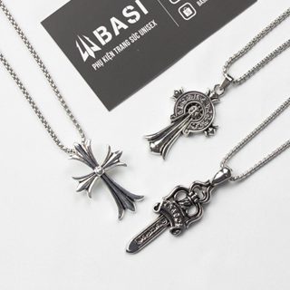 Dây Chuyền Chữ Thập Chrome Heart Vòng Cổ Unisex Thời Trang Cá Tính Ko Đen Ko Gỉ Basistore VC005 