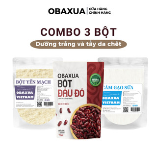 Combo 3 Bột Dưỡng Trắng OBAXUA gồm bột Đậu Đỏ, Yến Mạch, Cám Gạo cho làn da mềm mại & rạng rỡ (75gx3)