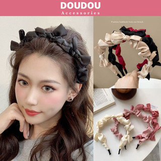 Băng đô cài tóc Doudou Bờm cài tóc Bờm tóc Cài tóc nơ xinh Cài nữ vải lụa phong cách Hàn Quốc FG050
