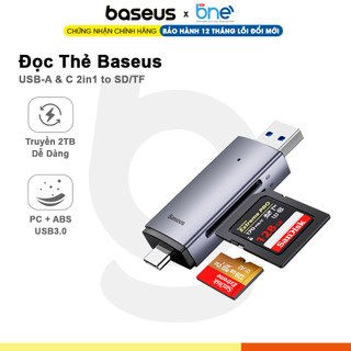 Đầu đọc thẻ nhớ baseus usb3.0 cho thẻ sd/tf max 2tb tốc độ truyền nhanh 104mb/s 2in1 typec+usb3.0