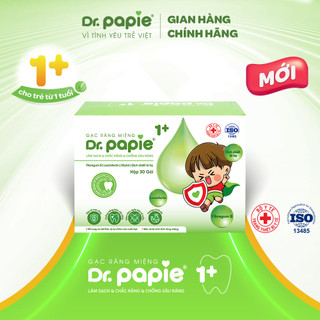 Gạc Rơ Lưỡi DR.PAPIE 1+ Làm Sạch Răng, Lưỡi, Nướu, Phòng Chống Sâu Răng, Tiêu Chuẩn 5SAO Cho Bé  - 30Gói/Hộp