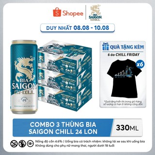 Combo 3 thùng 24 bia saigon chill 330ml