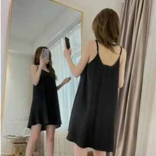 Váy Hai Dây Mặc Nhà Dây Tăng Đơ Điều Chỉnh Ngắn Dài Doll Diva, Váy Ngủ Lụa Dệt Kim Mềm Mát 2 Màu Đen- Be Cho Nữ Hè 2024