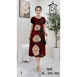 Váy đầm trung niên cho mẹ sang trọng bigsize cao cấp dự tiệc, đầm dáng suông che khuyết điểm M548