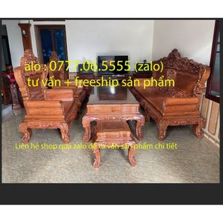 Bộ bàn ghế louis hoàng gia tân cổ điển chân 14 gỗ hương đá