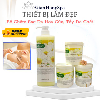 Bộ Chăm Sóc Da Hoa Cúc, Tẩy Da Chết, Kem Mát Xa Mặt, Sữa Rửa Mặt, Nước Hoa Hồng.