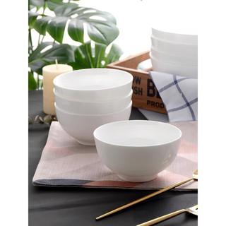 Bát ăn cơm bằng gốm sứ. Chén ăn cơm màu trắng trơn basic.