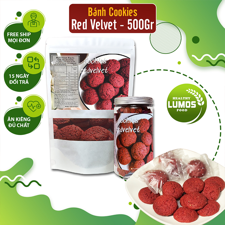 Bánh cookie Redvelvet nguyên cám nhân Cream chesse Lumos Healthy Foods - Bánh quy ăn kiêng EatClean