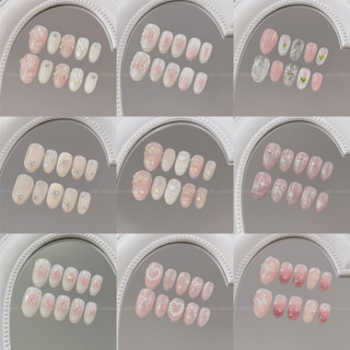 Móng giả thiết kế C237 form ngắn màu hồng thạch nơ chụp kỷ yếu đi học cebi.nailbox