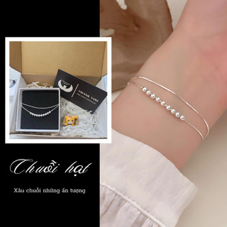 Vòng tay nữ bạc s925 chuỗi hạt dây kép độc đáo làm quà tặng người yêu Tiệm Trang Sức Nhà Mèo