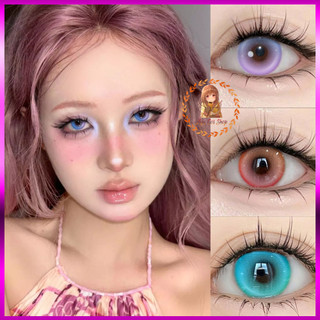 Lens cosplay Fans 0 độ kính áp tròng màu tím xanh lá xanh dương hồng cam