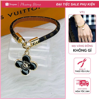 Vòng tay nữ lv da cao cấp lắc tay nữ da cá tính mặt khóa mạ vàng sang chảnh vt1
