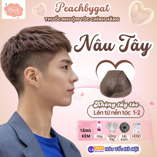 Thuốc nhuộm tóc Nam màu Nâu Tây không cần sử dụng thuốc tẩy tóc của Peachbygat , Peach bygat