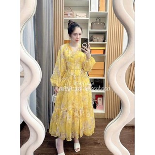 Váy tơ hoa maxi siêu đẹp